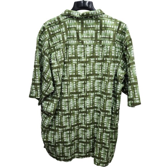 Stacy Adams Linen Blend Button Up Shirt Mens 3XL Green Short Sleeve Casual - Picture 3 of 8